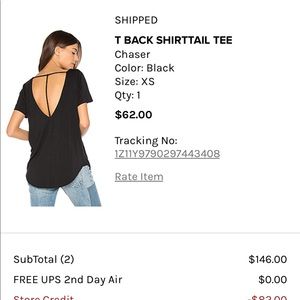 Chaser black short sleeve shirt with T drop back